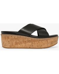 Fitflop - Eloise Cross Leather Strap Cork Wedge Mules - Lyst