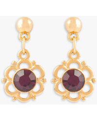 Susan Caplan - Vintage Rediscovered Collection Floral Scroll Gold Plated Swarovski Crystal Drop Earrings - Lyst
