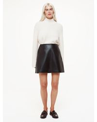 Whistles - Petite Leather A-line Mini Skirt - Lyst