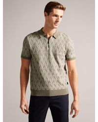 Ted Baker - Mitford Wool Blend Boucle Jacquard Zip Polo Shirt - Lyst