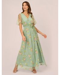 Adrianna Papell - Embroidered Flutter Sleeve Maxi Dress - Lyst