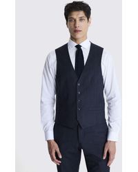 Moss - Tailored Fit Wool Blend Check Performance Waistcoat - Lyst