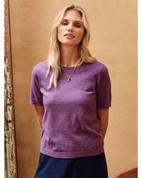 Brora - Cotton Knitted Short Sleeve Top - Lyst