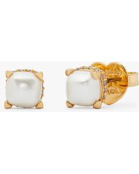 Kate Spade - Little Luxuries Glass Pearl Square Stud Earrings - Lyst