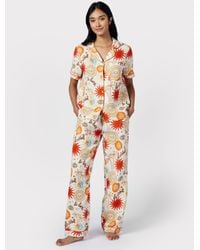 Chelsea Peers - Sun & Moon Print Short Sleeve Long Pyjamas - Lyst