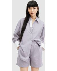 AllSaints - Karina Stripe Organic Cotton Shirt - Lyst