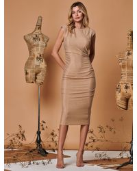 Jolie Moi - Metallic Sparkly Ruched Bodycon Dress - Lyst