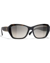 Chanel - Rectangular Sunglasses Ch5516 Black Tweed/grey Gradient - Lyst