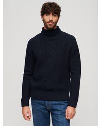 Superdry - Wool Blend Cable Roll Neck Jumper - Lyst