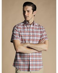 Charles Tyrwhitt - Check Short Sleeve Non-iron Stretch Poplin Shirt - Lyst