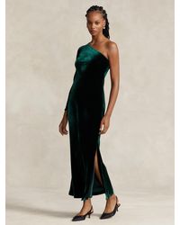 Ralph Lauren - Polo Silk Blend Velvet One Shoulder Maxi Dress - Lyst