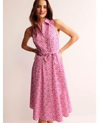 Boden - Amy Maze Print Sleeveless Midi Shirt Dress - Lyst