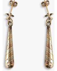 L & T Heirlooms - Second Hand 9ct Yellow And White Gold Drop Earrings - Lyst