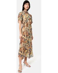 Jigsaw - Sheer Floral Print Crinkle Midi Dress - Lyst