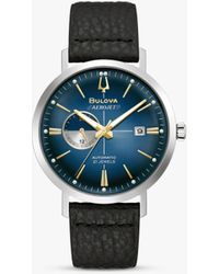 Bulova - Aerojet Automatic Date Leather Strap Watch - Lyst