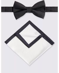 Moss - Textured Bow Tie & Pocket Square Set - Lyst