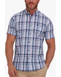 Raging Bull - Short Sleeve Large Multi Check Linen Look Shirt - Lyst