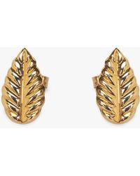 L & T Heirlooms - Second Hand 9ct Yellow Gold Leaf Stud Earrings - Lyst