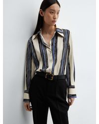 Mango - Ivanka Block Stripe Satin Shirt - Lyst