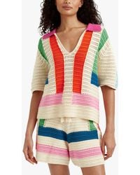 Chinti & Parker - Crochet Stitch Stripe Shirt Jumper - Lyst