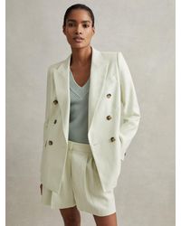 Reiss - Dianna - Mint Double Breasted Linen Blend Suit Blazer - Lyst