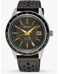Seiko - Ssk013j1 Presage Style 60s Road Trip Gmt Automatic Leather Strap Watch - Lyst