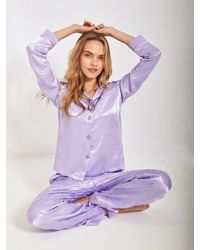 Chelsea Peers - Satin Jacquard Dragon Print Long Pyjama Set - Lyst