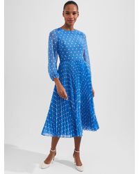 Hobbs - Selena Spot Fit And Flare Dress - Lyst