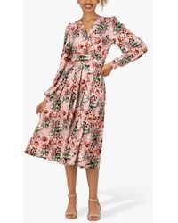 Jolie Moi - Libby Long Sleeve Jersey Floral Midi Dress - Lyst