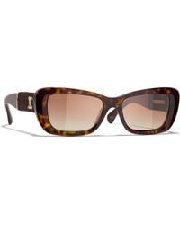 Chanel - Rectangular Sunglasses Ch5514 Dark Havana/brown Gradient - Lyst