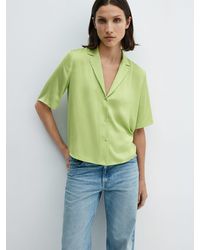 Mango - Short Sleeve Satin Shirt - Lyst