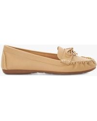 Dune - Grovers Leather Bow Detail Loafers - Lyst