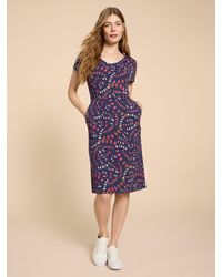 White Stuff - Tallie Abstract Ecovero Jersey Knee Length Dress - Lyst