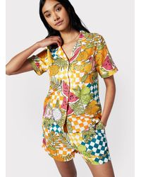 Chelsea Peers - Linen Blend Fruit Checkerboard Short Pyjama Set - Lyst