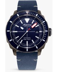 Alpina - Al-525lnn4tv6 Seastrong Diver 300 Date Automatic Leather Strap Watch - Lyst