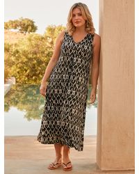 Live Unlimited - Curve Mono Ikat Print Jersey Relaxed Maxi Dress - Lyst