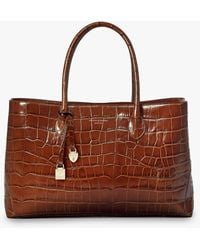 Aspinal of London - Large London Deep Shine Soft Croc Leather Tote Bag - Lyst