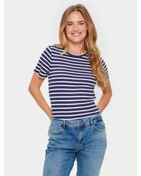 Saint Tropez - Aster Cotton Blend Short Sleeves Stripe T-shirt - Lyst