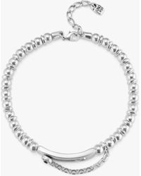 Uno De 50 - On My Own Metal Bead And Grey Crystal Necklace - Lyst