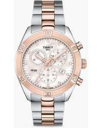 Tissot - T1019172211600 Pr100 Sport Chic Diamond Chronograph Date Bracelet Strap Watch - Lyst