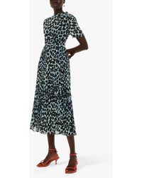 Whistles - Leopard Spot Print Cut Out Midi Dress - Lyst