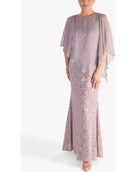 Chesca - Sequin Lace Cape Maxi Dress - Lyst