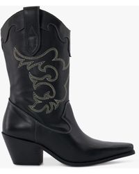 Dune - Prickly Leather Cowboy Boots - Lyst