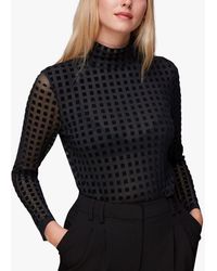 Whistles - Checked Mesh Top - Lyst