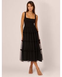 Adrianna Papell - Knit And Mesh Midi Dress - Lyst