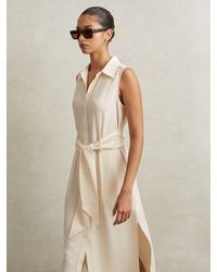 Reiss - Petite Morgan Sleeveless Midi Shirt Dress - Lyst