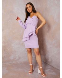 Chi Chi London - Ruffle One Shoulder Blazer Mini Dress - Lyst