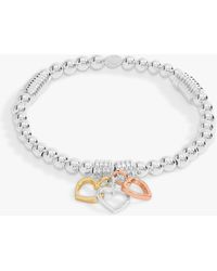 Joma Jewellery - Triple Heart Charm Stretch Bracelet - Lyst