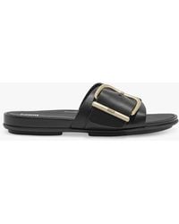 Fitflop - Gracie Leather Buckle Pool Slider Sandals - Lyst