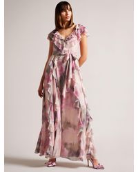 Ted Baker - Floral-print Woven Maxi Dress - Lyst
